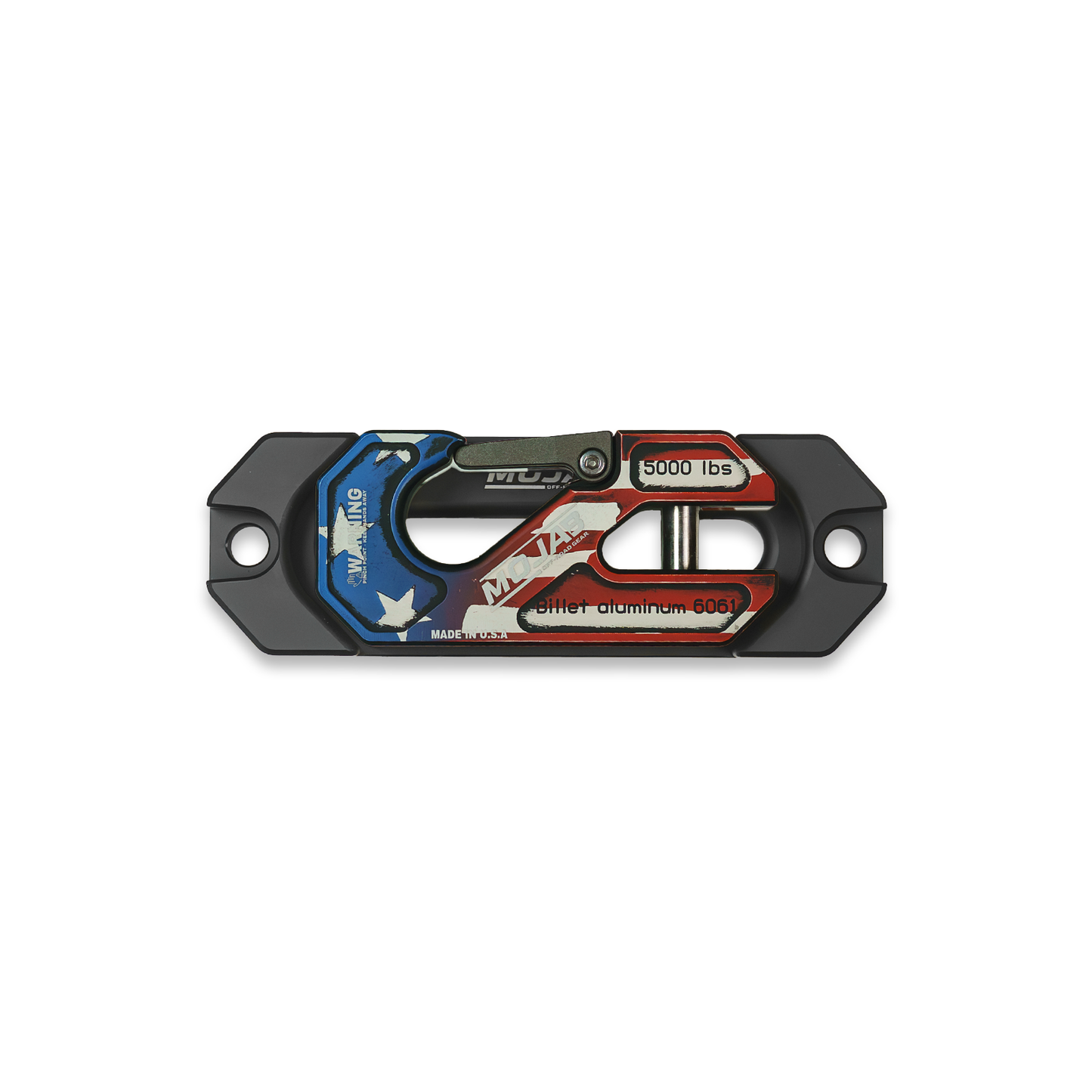 Side By Side / UTV Aluminum Recessed Winch Shackle with Fairlead Kit. (LIFE TIME WARRANTY*) - American Flag - Winch
