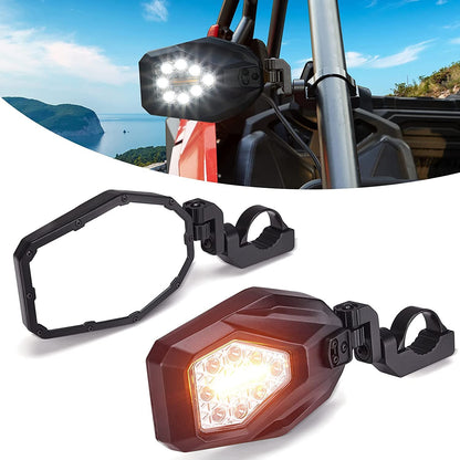 Side Mirrors with LED Turn Lights for 1.6’’-2’’ Roll Bar (New Design)