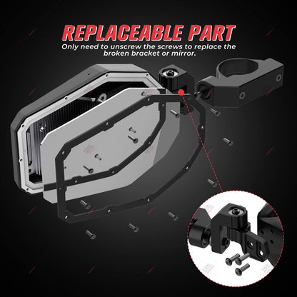 Side Mirrors with LED Turn Lights for 1.6’’-2’’ Roll Bar (New Design)