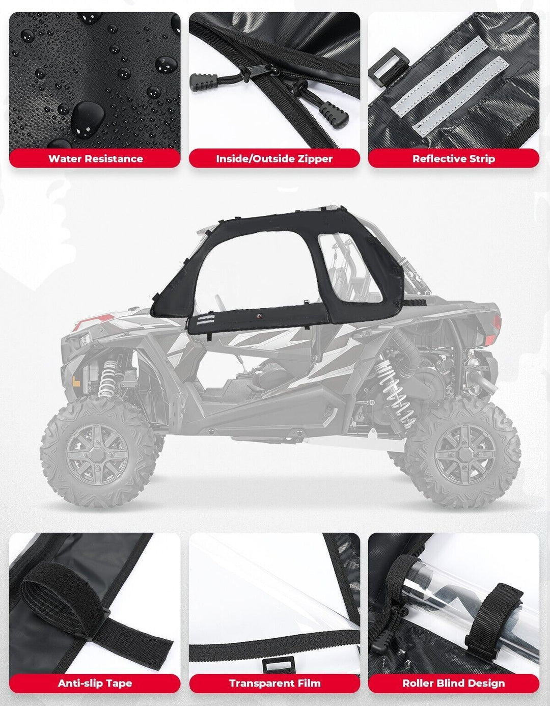 Soft Cab Enclosure Upper Windows for 2014 + Polaris RZR XP 1000/Turbo