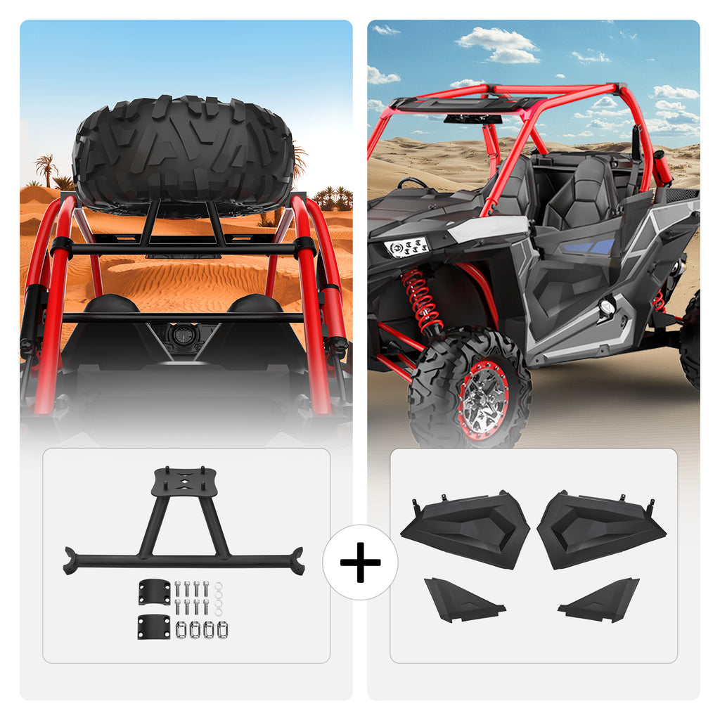 Spare Tire Carrier Mount & Lower Half Door Inserts Panels for Polaris RZR