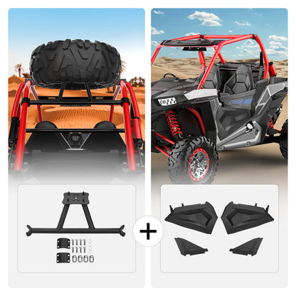 Spare Tire Carrier Mount & Lower Half Door Inserts Panels for Polaris RZR