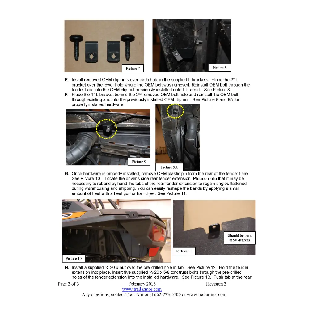 Trail Armor 2014 - 2018 RZR XP 1000 RZR XP 4 1000 RZR XP Turbo EPS RZR XP 4 Turbo Mud Flap Fender Extensions REAR ONLY