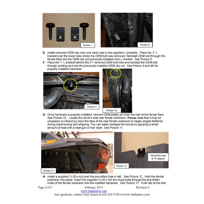 Trail Armor 2014 - 2018 RZR XP 1000 RZR XP 4 1000 RZR XP Turbo EPS RZR XP 4 Turbo Mud Flap Fender Extensions REAR ONLY