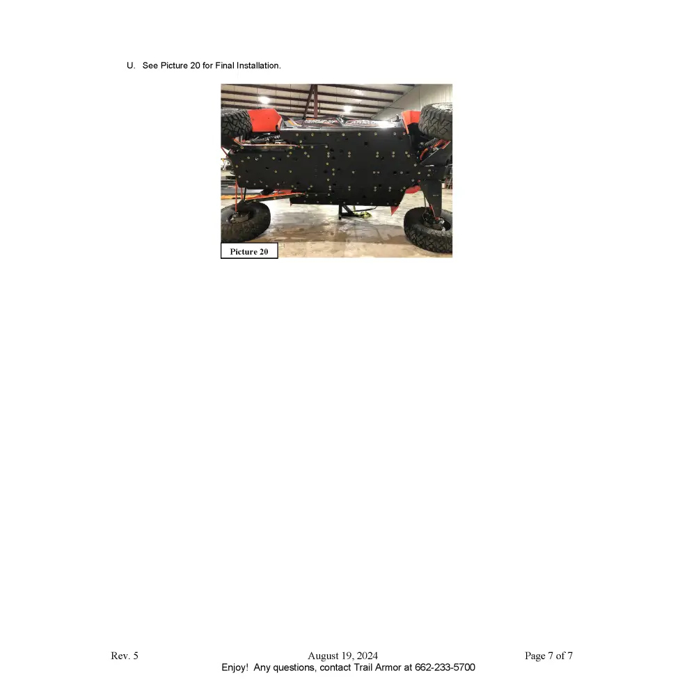 Trail Armor 2014 - 2023 RZR 4 XP 1000 (Standard Sport Premium Ultimate Highlifter) 2016 - 2021 RZR 4 XP Turbo 2019