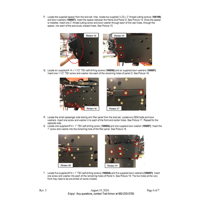 Trail Armor 2014 - 2023 RZR 4 XP 1000 (Standard Sport Premium Ultimate Highlifter) 2016 - 2021 RZR 4 XP Turbo 2019