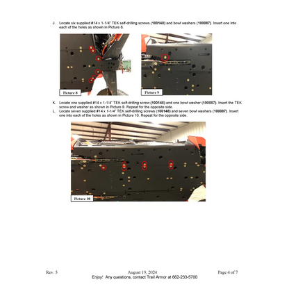 Trail Armor 2014 - 2023 RZR 4 XP 1000 (Standard Sport Premium Ultimate Highlifter) 2016 - 2021 RZR 4 XP Turbo 2019