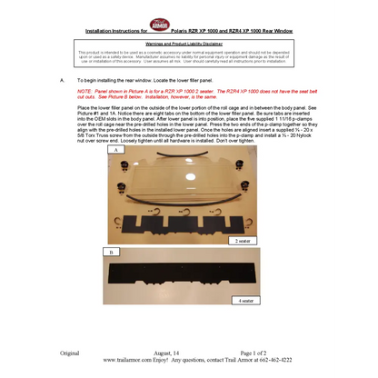 Trail Armor 2014 - 2023 RZR XP 1000 (Standard Sport Premium Ultimate Desert Edition Trails and Rocks) and 2016 - 2021