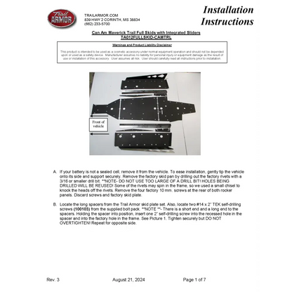 Trail Armor 2018 - 2019 Can Am Maverick Trail 800/1000 Maverick Trail DPS 800/1000 2019 Maverick Sport Maverick Sport