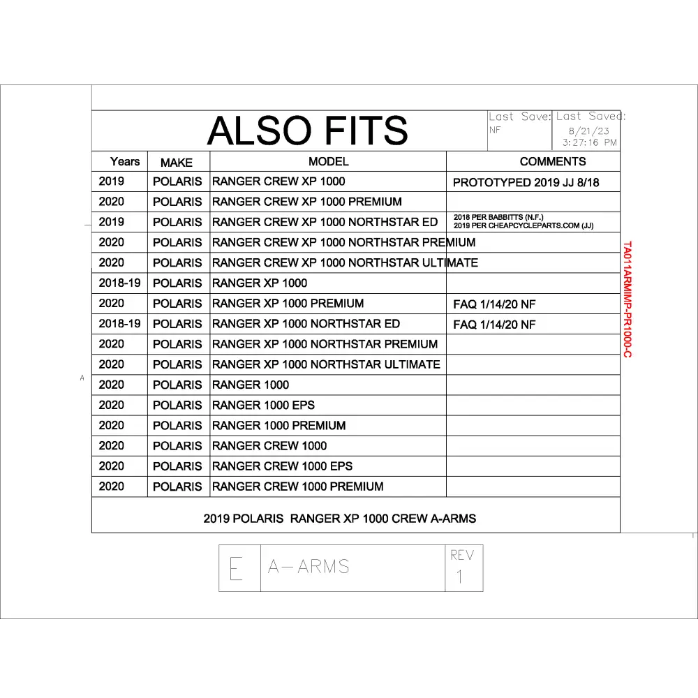 Trail Armor 2018 - 2020 Ranger XP 1000 2019 - 2020 Ranger XP 1000 Crew and 2020 Ranger 1000 iMpact A-Arm Guards - A-Arm