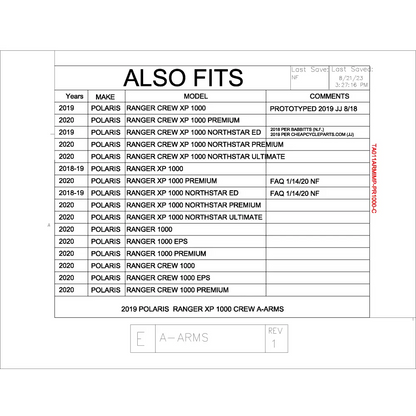 Trail Armor 2018 - 2020 Ranger XP 1000 2019 - 2020 Ranger XP 1000 Crew and 2020 Ranger 1000 iMpact A-Arm Guards - A-Arm