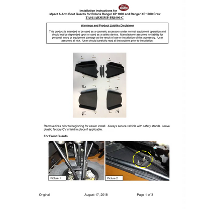 Trail Armor 2018 - 2020 Ranger XP 1000 2019 - 2020 Ranger XP 1000 Crew and 2020 Ranger 1000 iMpact A-Arm Guards - A-Arm