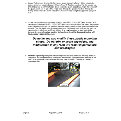 Trail Armor 2018 - 2020 Ranger XP 1000 2019 - 2020 Ranger XP 1000 Crew and 2020 Ranger 1000 iMpact A-Arm Guards - A-Arm