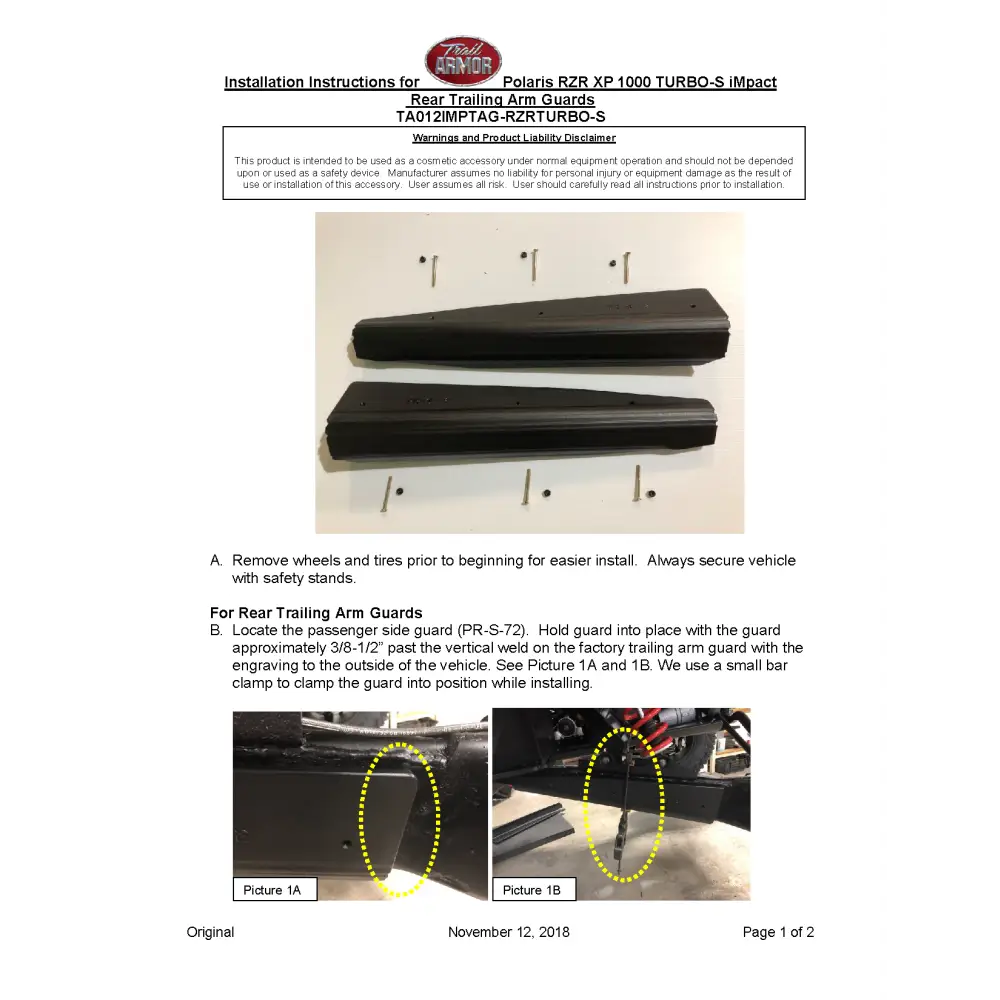 Trail Armor 2018 - 2021 RZR XP 1000 Turbo S 2019 - 2021 RZR XP 4 1000 Turbo S RZR 4 XP 1000 Turbo S Velocity RZR XP