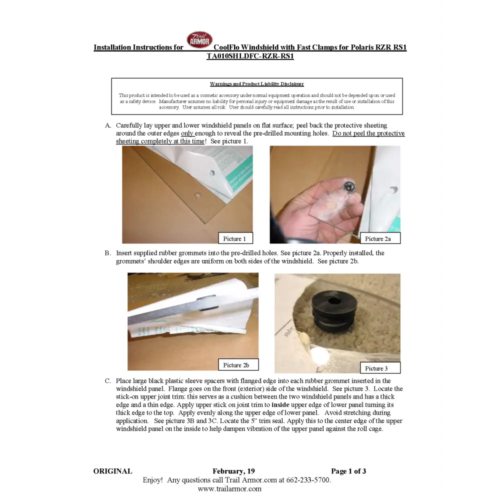 Trail Armor 2018 - 2022 Polaris RZR RS1 CoolFlo Windshield with Fast Clamps DoT Approved Rated AS4 - Windshields