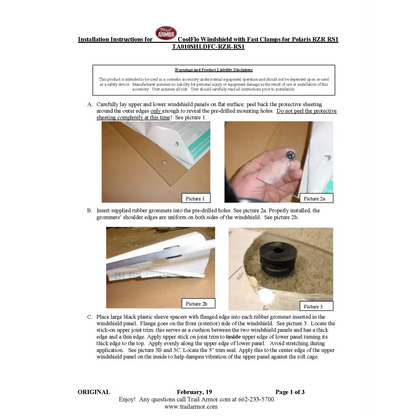 Trail Armor 2018 - 2022 Polaris RZR RS1 CoolFlo Windshield with Fast Clamps DoT Approved Rated AS4 - Windshields