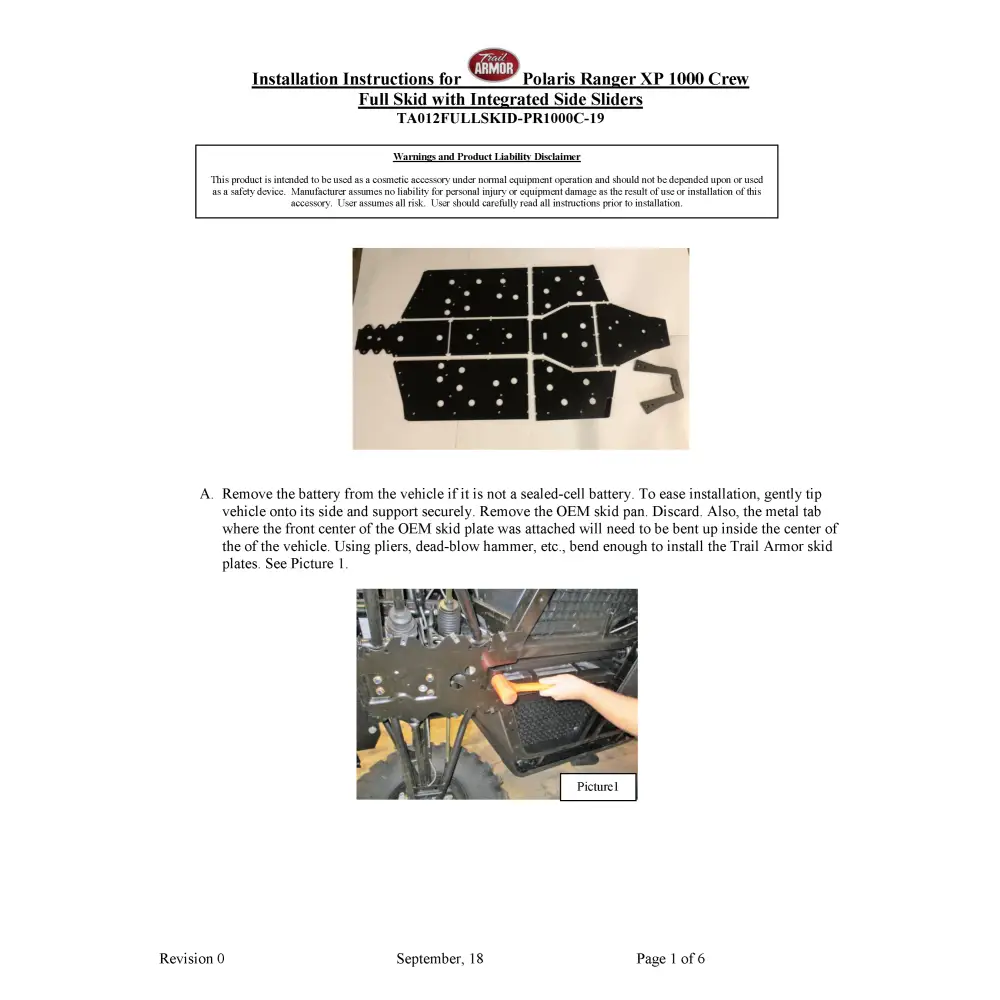 Trail Armor 2019 - 2020 Ranger XP 1000 Crew and 2020 Ranger 1000 Crew Full Skids - Skid Plates