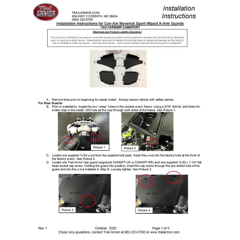 Trail Armor 2019 - 2022 Can Am Maverick Sport 2019 - 2023 Maverick Sport DPS Maverick Sport Max DPS 2021 - 2023