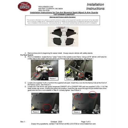 Trail Armor 2019 - 2022 Can Am Maverick Sport 2019 - 2023 Maverick Sport DPS Maverick Sport Max DPS 2021 - 2023