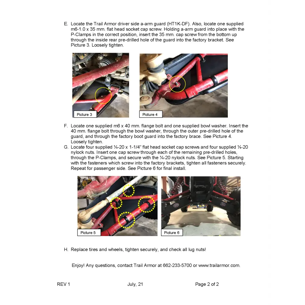 Trail Armor 2019 - 2022 Honda Talon 1000 R 2021 - 2022 Talon 1000 R Fox Live Valve Edition 2023 Talon 1000 RS Fox Live
