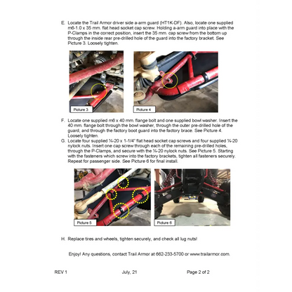 Trail Armor 2019 - 2022 Honda Talon 1000 R 2021 - 2022 Talon 1000 R Fox Live Valve Edition 2023 Talon 1000 RS Fox Live