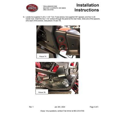 Trail Armor 2019 - 2022 Honda Talon 1000X Talon 1000R 2021 - 2022 Talon 1000R Fox Live Valve,Talon 1000X Fox Live Valve