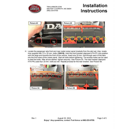 Trail Armor 2020 - 2022 2024 Honda Talon 1000X-4 2020 - 2024 Talon 1000S-4 Fox Live Valve 2023 Talon 1000XS-4 Talon