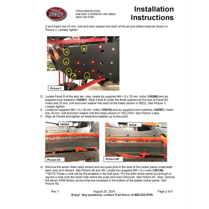 Trail Armor 2020 - 2022 2024 Honda Talon 1000X-4 2020 - 2024 Talon 1000S-4 Fox Live Valve 2023 Talon 1000XS-4 Talon