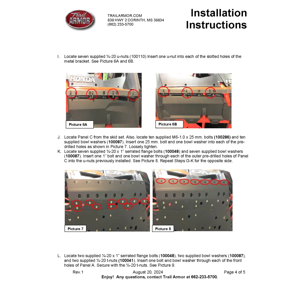 Trail Armor 2020 - 2022 2024 Honda Talon 1000X-4 2020 - 2024 Talon 1000S-4 Fox Live Valve 2023 Talon 1000XS-4 Talon