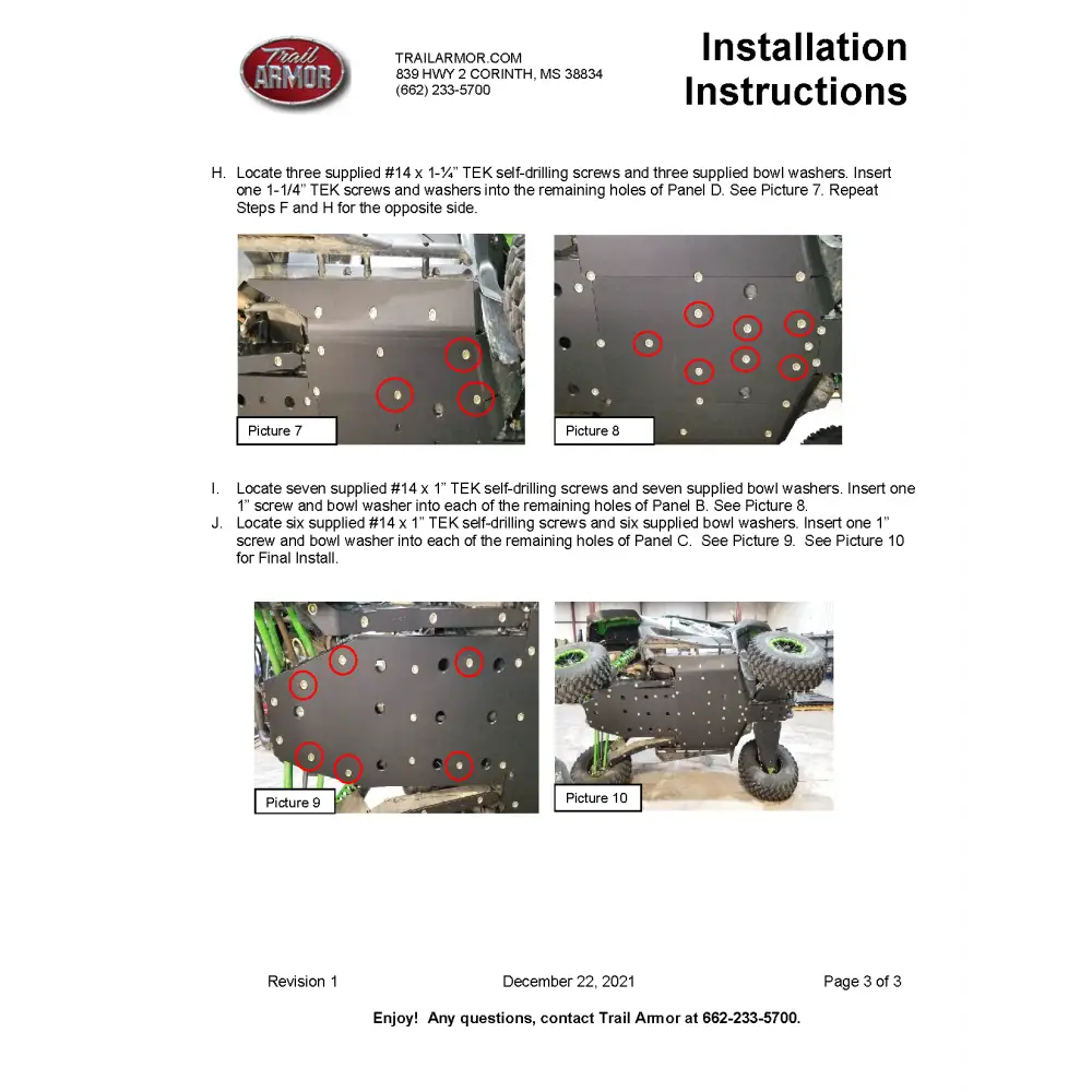 Trail Armor 2020 - 2024 Kawasaki KRX 1000 KRX 1000 Special Edition KRX 1000 Trail Edition and KRX 1000 eS Full Skids