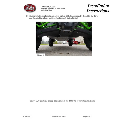 Trail Armor 2020 - 2024 Kawasaki KRX 1000 KRX 1000 Special Edition KRX 1000 Trail Edition KRX 1000 eS KRX 4 1000 SE KRX