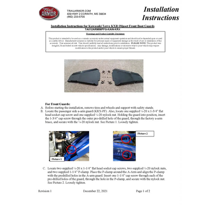 Trail Armor 2020 - 2024 Kawasaki KRX 1000 KRX 1000 Special Edition KRX 1000 Trail Edition KRX 1000 eS KRX 4 1000 SE KRX