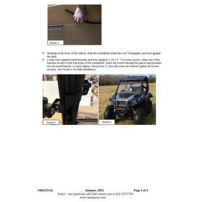 Trail Armor 2020 - 2024 Polaris General 1000 General 4 1000 General XP 1000 and General XP 4 1000 Full Windshield