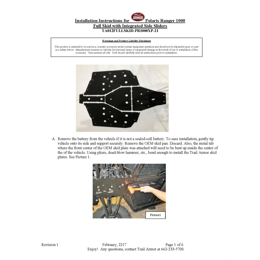 Trail Armor 2021 - 2025 Polaris Ranger XP 1000 Ranger XP Kinetic Ranger 1000 Full Skids - Skid Plates