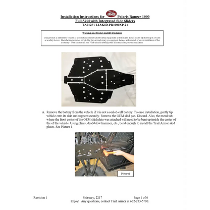 Trail Armor 2021 - 2025 Polaris Ranger XP 1000 Ranger XP Kinetic Ranger 1000 Full Skids - Skid Plates