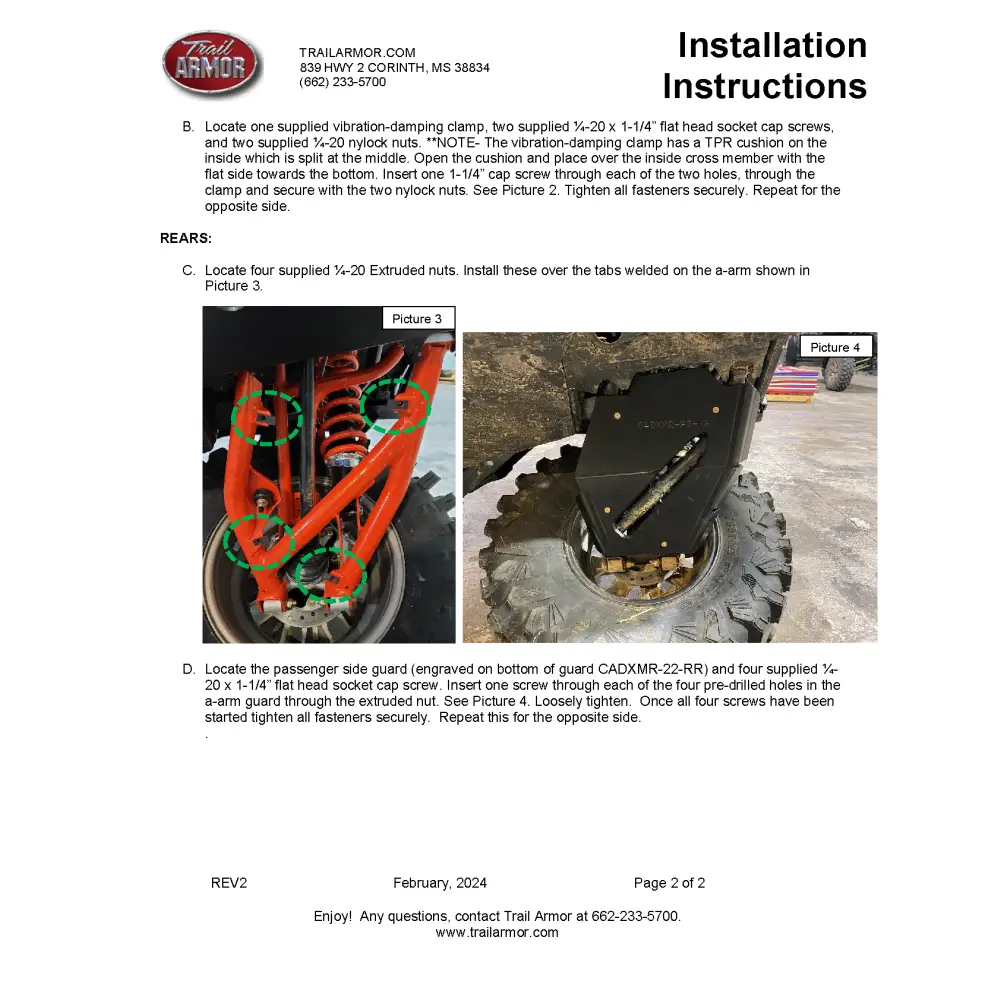 Trail Armor 2022 - 2024 Can Am Defender 6x6 Limited HD10 iMpact A-Arm Guards for FACTORY ARCHED A-ARMS - A-Arm Guards