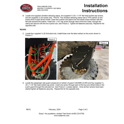 Trail Armor 2022 - 2024 Can Am Defender 6x6 Limited HD10 iMpact A-Arm Guards for FACTORY ARCHED A-ARMS - A-Arm Guards