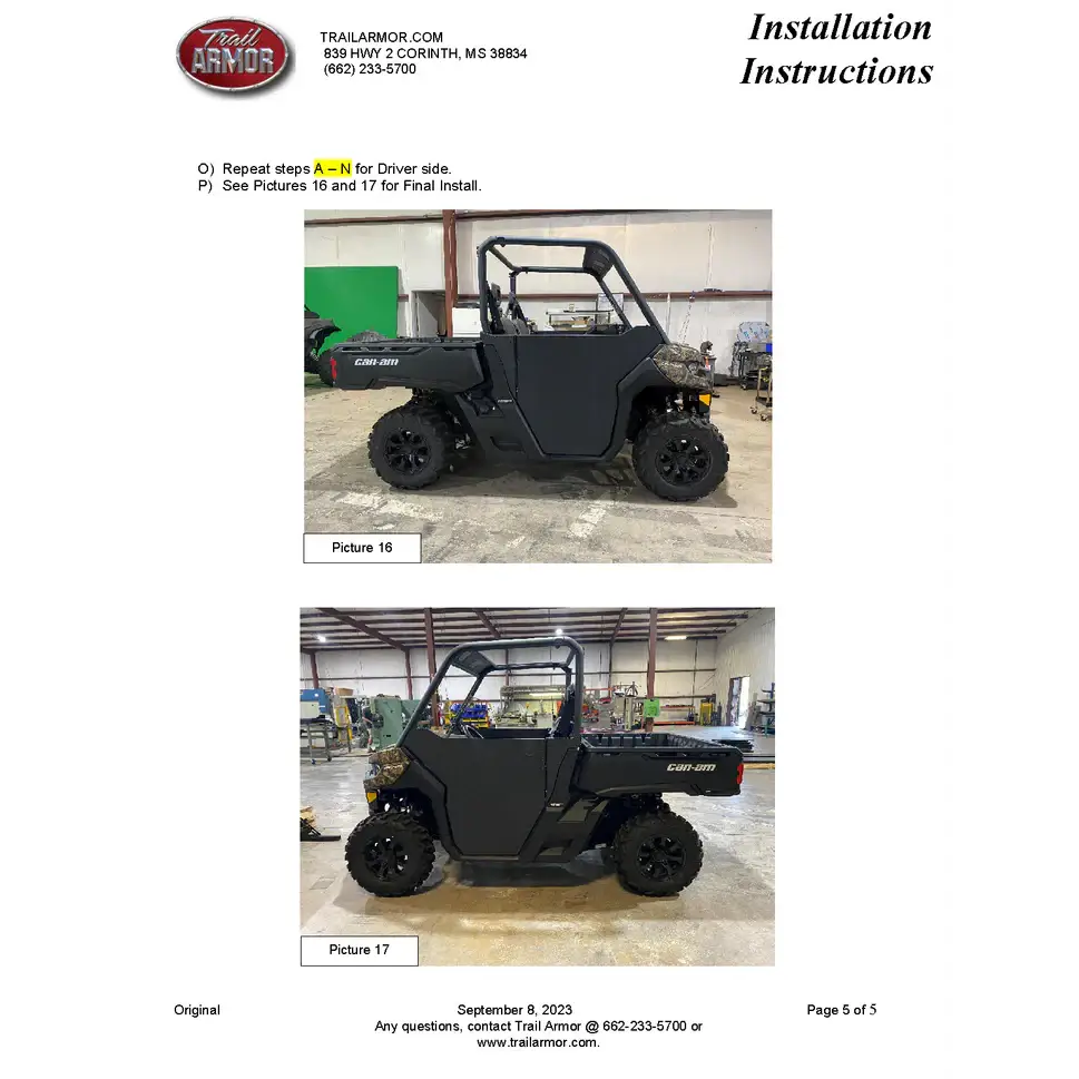 Trail Armor 2023 Can Am Defender Defender XT Defender XMR Defender 6x6 and Defender Pro Half Doors