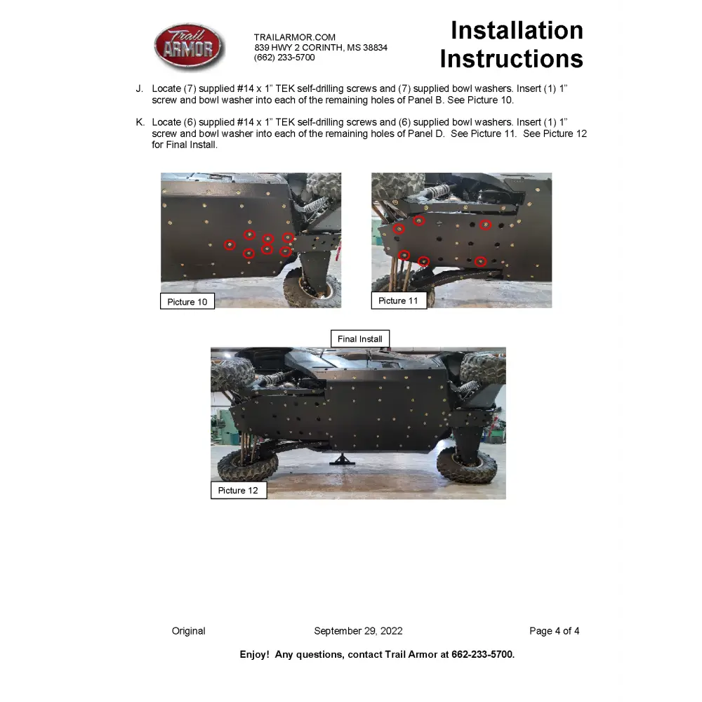 Trail Armor 2023 - 2024 Kawasaki KRX 4 1000 SE KRX 4 1000 eS Special Edition and KRX 4 1000 eS Full Skids