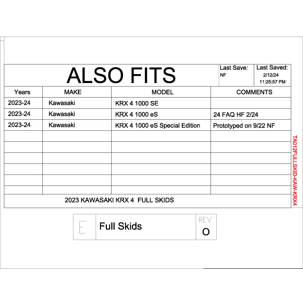 Trail Armor 2023 - 2024 Kawasaki KRX 4 1000 SE KRX 4 1000 eS Special Edition and KRX 4 1000 eS Full Skids