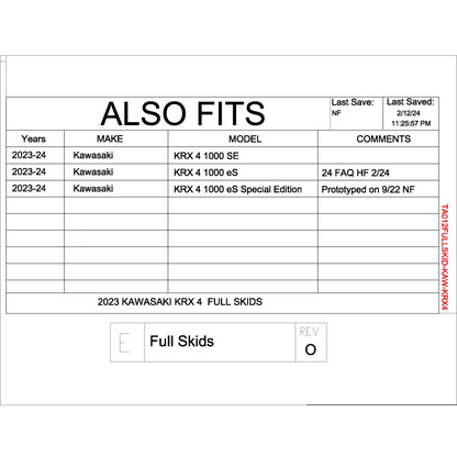 Trail Armor 2023 - 2024 Kawasaki KRX 4 1000 SE KRX 4 1000 eS Special Edition and KRX 4 1000 eS Full Skids