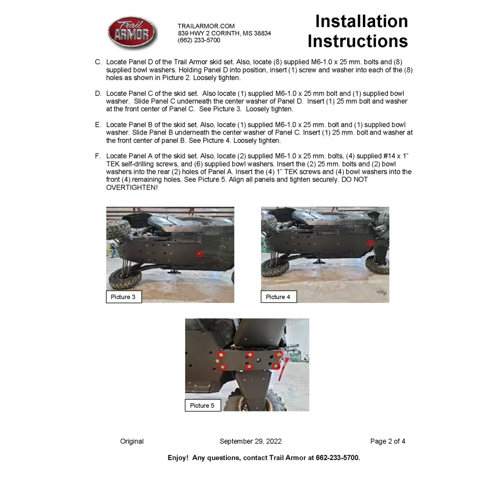 Trail Armor 2023 - 2024 Kawasaki KRX 4 1000 SE KRX 4 1000 eS Special Edition and KRX 4 1000 eS Full Skids