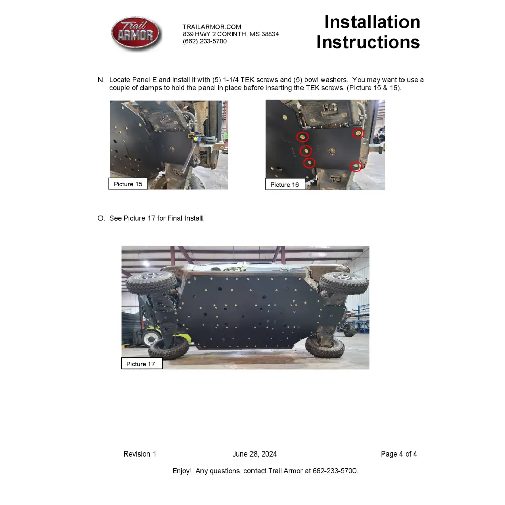 Trail Armor 2024 Polaris Ranger Crew 1500 XD (Premium Northstar Edition Premium Northstar Edition Ultimate) Full Skids