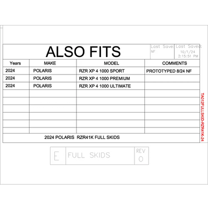 Trail Armor 2024 RZR XP 4 1000 (Sport Premium Ultimate) Full Skids with Slider Nerfs - Skid Plates