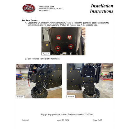 Trail Armor 2024 Yamaha Wolverine X2 1000 R-Spec and 1000 XT-R iMpact A-Arm Guards - A-Arm Guards