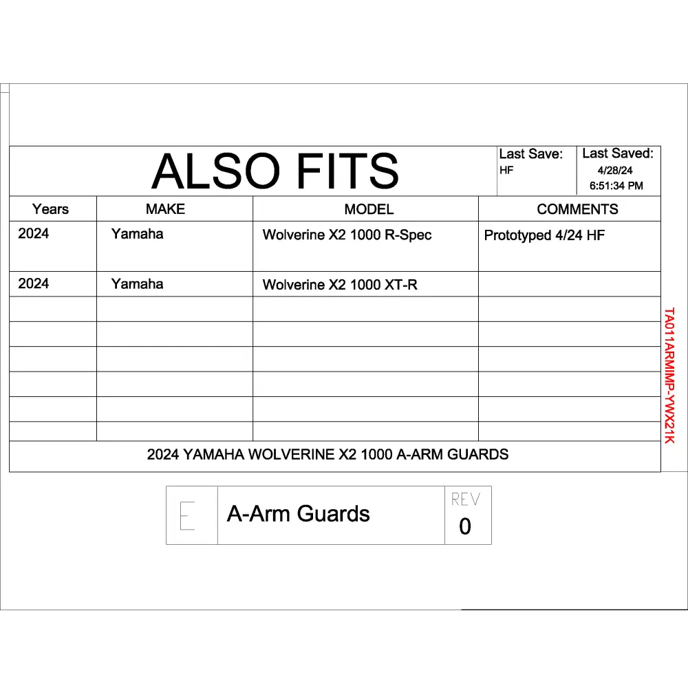Trail Armor 2024 Yamaha Wolverine X2 1000 R-Spec and 1000 XT-R iMpact A-Arm Guards - A-Arm Guards