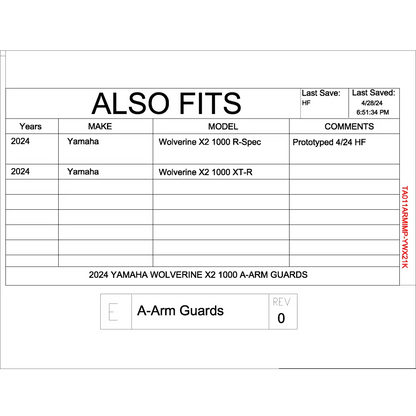Trail Armor 2024 Yamaha Wolverine X2 1000 R-Spec and 1000 XT-R iMpact A-Arm Guards - A-Arm Guards