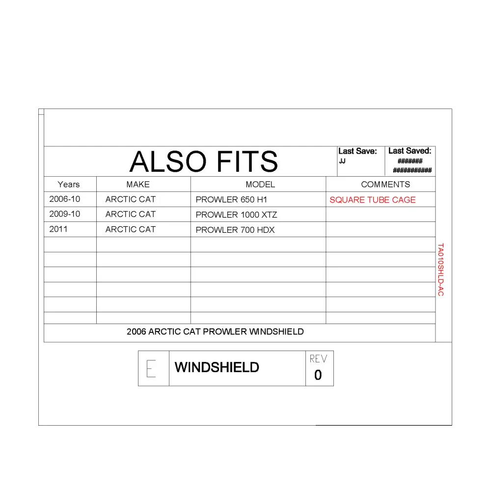 Trail Armor Arctic Cat Prowler CoolFlo Windshield 2006 - 2010 650 H1 2011 700 HDX Bench Seat 2009 - 2010 1000 XTZ