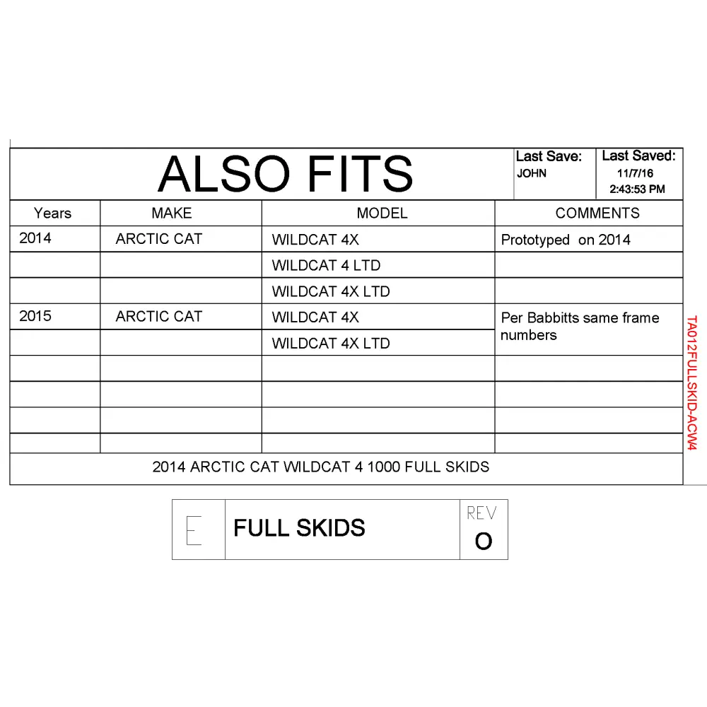 Trail Armor Arctic Cat Wildcat 4X Limited Wildcat 4 Limited Wildcat 4X Wildcat 4 Full Skids with Slider Nerfs 2013-2016