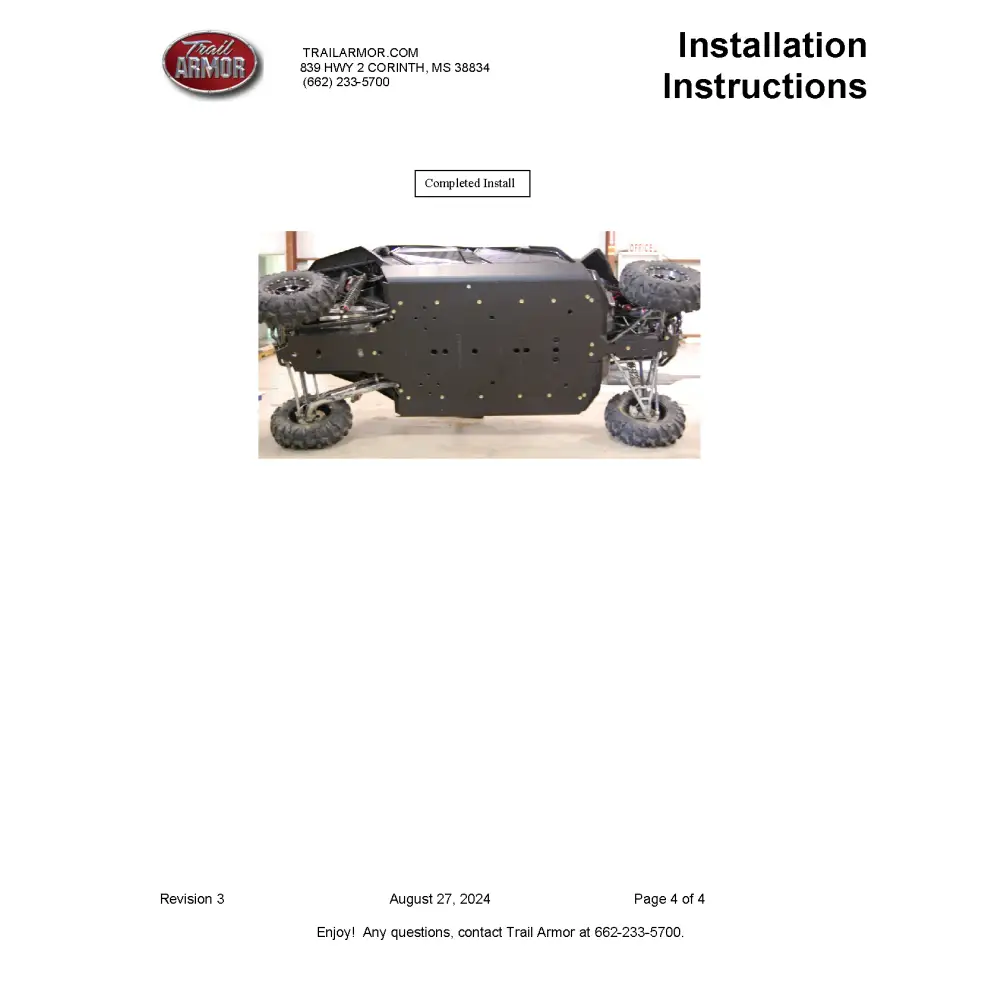 Trail Armor Arctic Cat Wildcat 4X Limited Wildcat 4 Limited Wildcat 4X Wildcat 4 Full Skids with Slider Nerfs 2013-2016